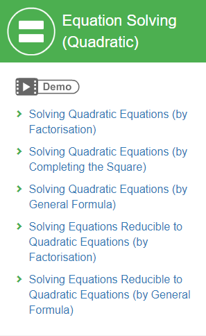 Equation Solving (Quadratic)