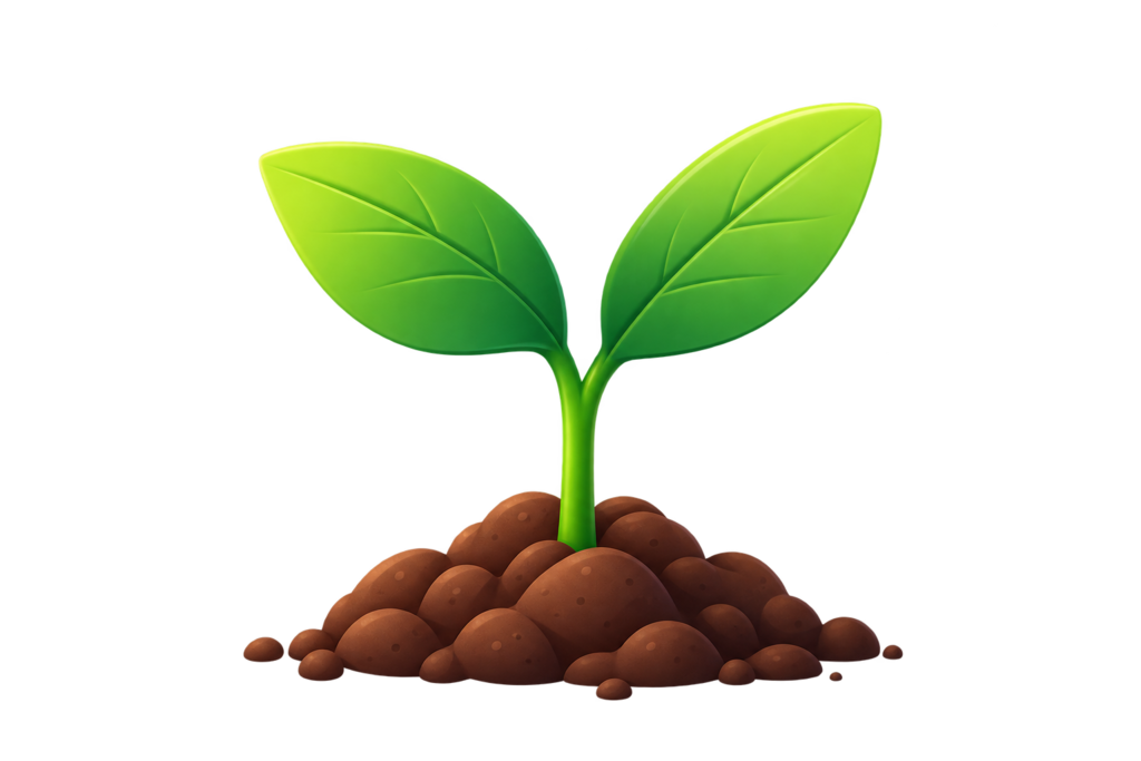 A young green seedling growing from the soil